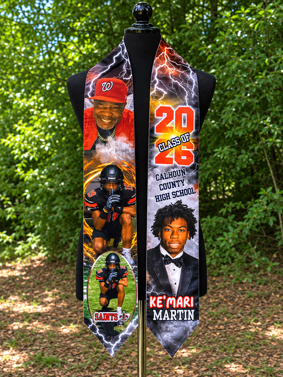 Custom graduation stole for Ke'Mari Martin