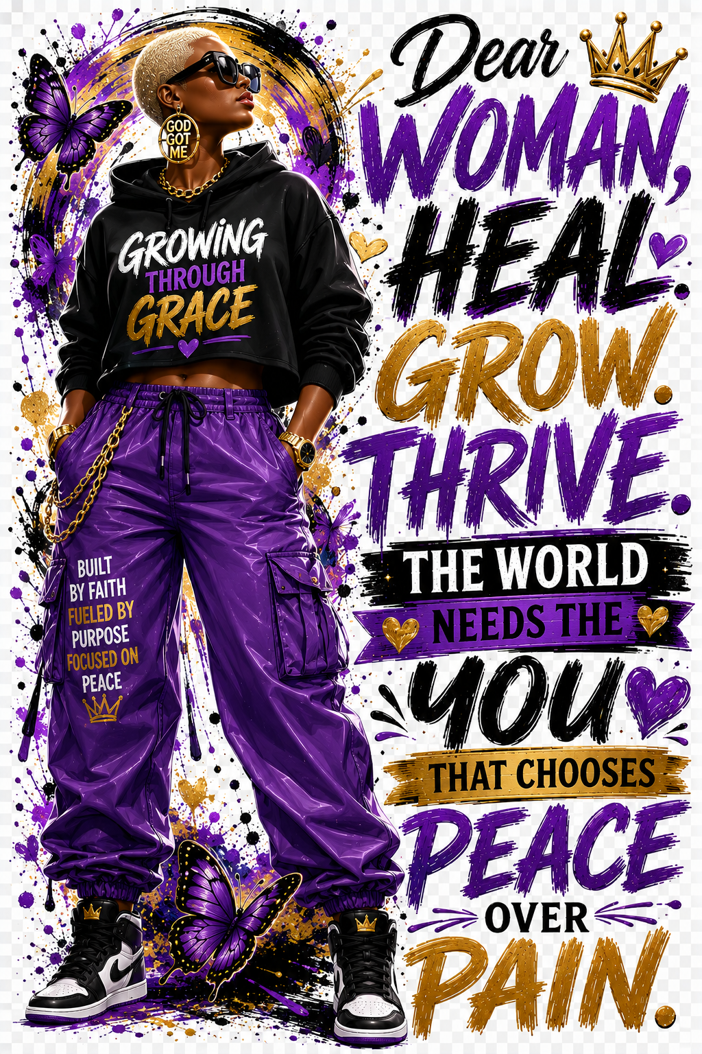 Growing Through Grace streetwear queen design