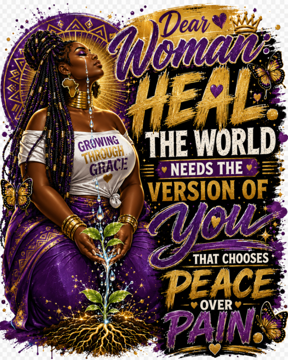 Growing Through Grace purple braids queen design