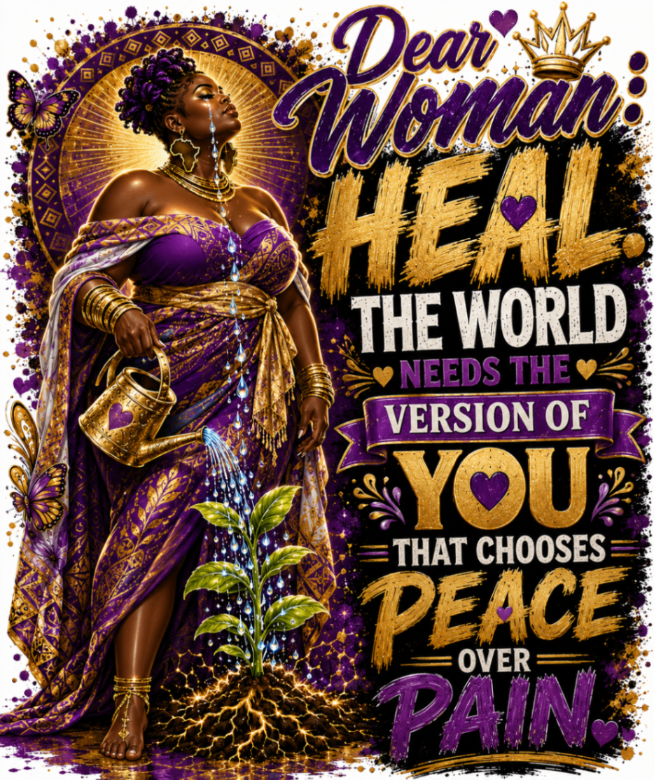 Peace Over Pain royal purple queen design