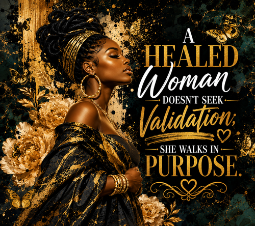 A healed woman walks in purpose tumbler design